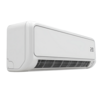 transparent air conditioner render on a clean background, highlighting its modern design and cooling efficiency, transparent color air conditioner machine. 3D render, isolated on transparent png