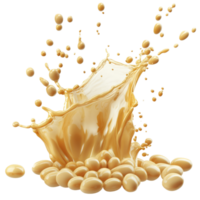 Soybeans create a dynamic splash as they hit a surface, showcasing their unique texture and vibrant color, Soybeans splash isolated png
