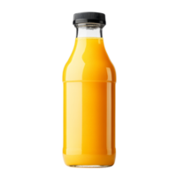 Fresh orange juice in a clear bottle isolated on a transparent background for nutritious beverage ideas, Bottle of fresh orange juice isolated png