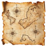 vintage pirata Tesouro mapas exibido em uma transparente fundo, exibindo intrincado desenhos e navegação elementos, vintage pirata Tesouro mapas isolado em transparente fundo png