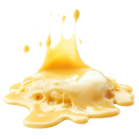 Melted cheese flowing over a smooth surface in a bright setting, melted cheese on transparent background png