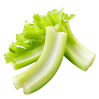 Freshly sliced celery stalks, vibrant green, isolated on a transparent background for culinary use and healthy eating, Slice celery isolated on transparent background png