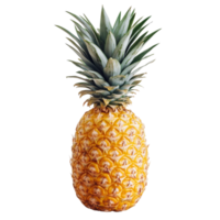 Fresh pineapple on a clear background, highlighting its vibrant color and green leaves on top, pineapple isolated on transperent png