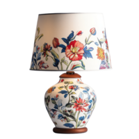 Sophisticated floral print table lamp with elegant design for cozy living spaces, Floral print table lamp with a touch of sophistication transparent background png