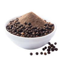Freshly ground pepper powder in a transparent bowl ready for culinary use on a clean transparent background, pepper powder spice in transparent bowl isolated on transparent background png