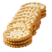 A row of round crackers stacked neatly on a transparent background for a simple snack display, a row of round cracker isolated on transparent backgroundfile png