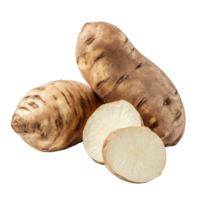 Fresh yam potato on a clean transparent background showcasing its natural texture and shape, yam potato isolated on transparent background png