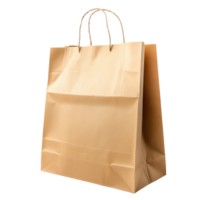 A simple brown paper bag stands isolated against a transparent background, highlighting its texture and shape, Brown paper bag isolated png