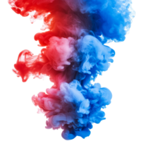 Vibrant blue and red ink smoke swirling amidst transparent space creating a captivating artistic display, blue and red colorful ink smoke isolated on transparent background png