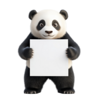 Cute panda joyfully holding blank paper against transparent background in a lighthearted setting, Panda Holding Blank Paper on transparent background png