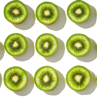 Freshly sliced kiwi fruits arranged neatly on a bright transparent background for a vibrant culinary display, Kiwi fruits slice on transparent background png
