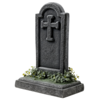 Eternal rest Halloween tombstone with cross design isolated on a transparent background for spooky decorations, Eternal Rest Halloween Tombstone Isolated on transparent background png