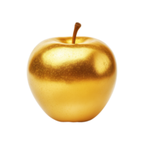 A shiny golden apple resting on a clean transparent background, showcasing its vibrant color and smooth texture, golden apple isolated on transparent background png