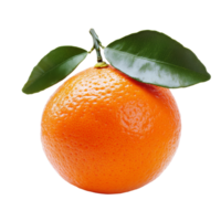 Fresh Mandarin fruit with green leaves isolated on a clean transparent background, showcasing its vibrant color and texture, Mandarin or tangerine fruit isolated on transparent background png