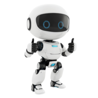 A cheerful AI robot with a friendly demeanor stands confidently, giving a thumbs up, Friendly AI Robot with Thumbs Up on transparent background png