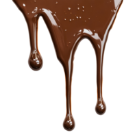 Rich melted chocolate drip cascading on a clean transparent background in a delightful dessert setting, melted chocolate dripping on transparent background png