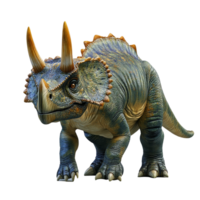A detailed rendering of a triceratops dinosaur set against a clean transparent backdrop, triceratops dinosaur on transparent background3d rendering png