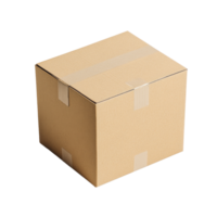 Cardboard box mockup isolated on transparent background for packaging and shipping design projects, cardboard box warehouse mockup, file of isolated object with shadow on transparent background png