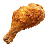 Crispy fried chicken drumstick served on a clean transparent background, perfect for food lovers and culinary enthusiasts, fried chicken on transparent background png