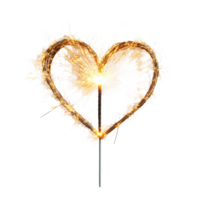 A sparkling heartshaped sparkler glowing against a plain transparent background during a festive celebration, Heartshaped Sparkler on transparent background, file png