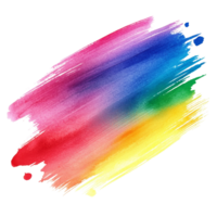 Vibrant rainbow gradient watercolor brush stroke on transparent canvas representing creativity and artistic expression, rainbow colored gradient brush stroke isolated on transparent background png
