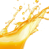 Dynamic orange juice splash flowing gracefully on a transparent background highlighting freshness and vitality, orange juice splash wave flow isolated on transparent background png