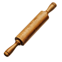 A traditional wooden rolling pin isolated on a transparent background for baking and cooking purposes at home, wooden rolling pin isolated on transparent background png