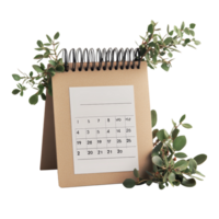 Table calendar for November displayed with green foliage on a clean transparent background, table calendar 2023 november isolated on transparent background png