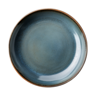 A top view of an empty ceramic plate with a unique glaze design isolated on a transparent background, top view empty ceramic plate isolated on transparent backgroundfile png