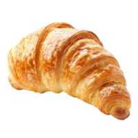 Freshly baked croissant isolated on a transparent background showcasing its flaky texture and golden crust, croissant isolated isolated on transparent background png