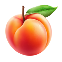Fresh peach fruit with green leaf on a clean transparent background highlighting its vibrant color and natural beauty, peach fruit with leaf isolated on transparent background png
