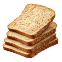 Whole grain sliced bread stacked on a transparent background for culinary use and nutritional display, whole grain sliced bread on transparent background png