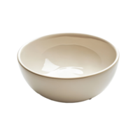 An empty ceramic bowl isolated on a bright transparent background showcasing its simple, smooth design and shape, empty bowl isolated on transparent background png