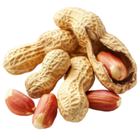 A collection of unpeeled and opened shell peanuts laid out in an artistic arrangement on a clean background, Group of unpeeled and opened shell peanuts isolated on transparent background png