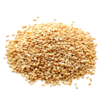 A closeup view of unseasoned sesame seeds piled on a clean transparent background ready for culinary use, sesame on transparent background png