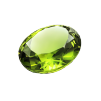 Oval cut peridot green gemstone isolated on a transparent background showcasing its vibrant color and brilliance, peridot green gem stone oval shape isolated on transparent backgroud png