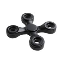 Black isometric fidget spinner render isolated on a transparent background showcasing its sleek design and functionality, Isometric black fidget spinner. 3D render, isolated on transparent background png