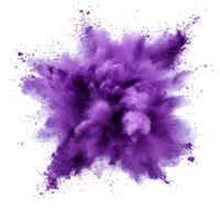 Vibrant purple powder explosion isolated on a transparent background showcasing dynamic motion and texture, purple powder pulver explosion isolated on transparent background png