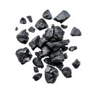 Black rocks scattered on a transparent background highlighting their unique texture and shape, black rocks on the ground, isolated on transparent background png