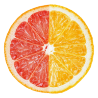 Vibrant orange grapefruit and lemon slice isolated on a clean transparent background showcasing fresh citrus textures, orange grapefruit lemon slice isolated on transparent background png