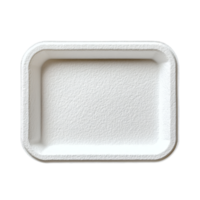 Simple foam tray on a clean transparent background ideal for food presentation and packaging needs, Foam tray on transparent background png