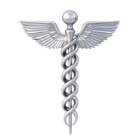 Caduceus medical symbol rotating on a transparent background, representing healthcare and wellness in a sleek design, Caduceus Medical symbol 3d isolated rotating on a transparent background png