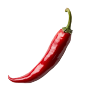 A bright red chili pepper on a clean, transparent background showcasing its vibrant color and smooth texture, single red chili transparent background png
