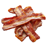 Freshly smoked bacon strips isolated on a clean transparent background ready for culinary use or gourmet dishes, Smoked bacon isolated png