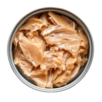 Canned tuna on a transparent background showcasing a clean and fresh presentation for culinary use, canned tuna isolated on transparent background png