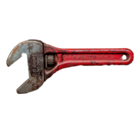 Rusty pipe wrench isolated on a black background showcasing its sturdy design and versatility for plumbing tasks, Pipe wrench isolated png