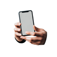 A man holding a smartphone in his hands against a transparent transparent background, a man using hand holding the smartphone on transparent backgroundfile png