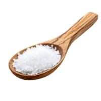 Fresh transparent salt in a wooden spoon on a clean transparent background for culinary uses and seasoning preparation, Salt in woodn spoon isolated on transparent background png