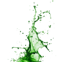 Green ink splash creates vibrant patterns on a transparent background showcasing fluid dynamics and artistic abstraction, green ink splash isolated on transparent background png