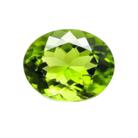 Stunning oval peridot gemstone glistening on a pristine transparent surface showcasing its vibrant green hue, Oval peridot gemstone on a transparent background png